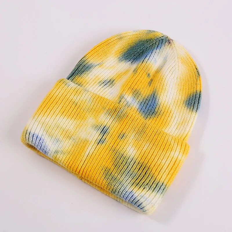 Unisex Cool Winter Muškarci Žene Gradient Tie Dye šešir Skullies Beanies Akrilno rastezljivo pletivo Sport otporan na vjetar Topla kratka melon kapa R80