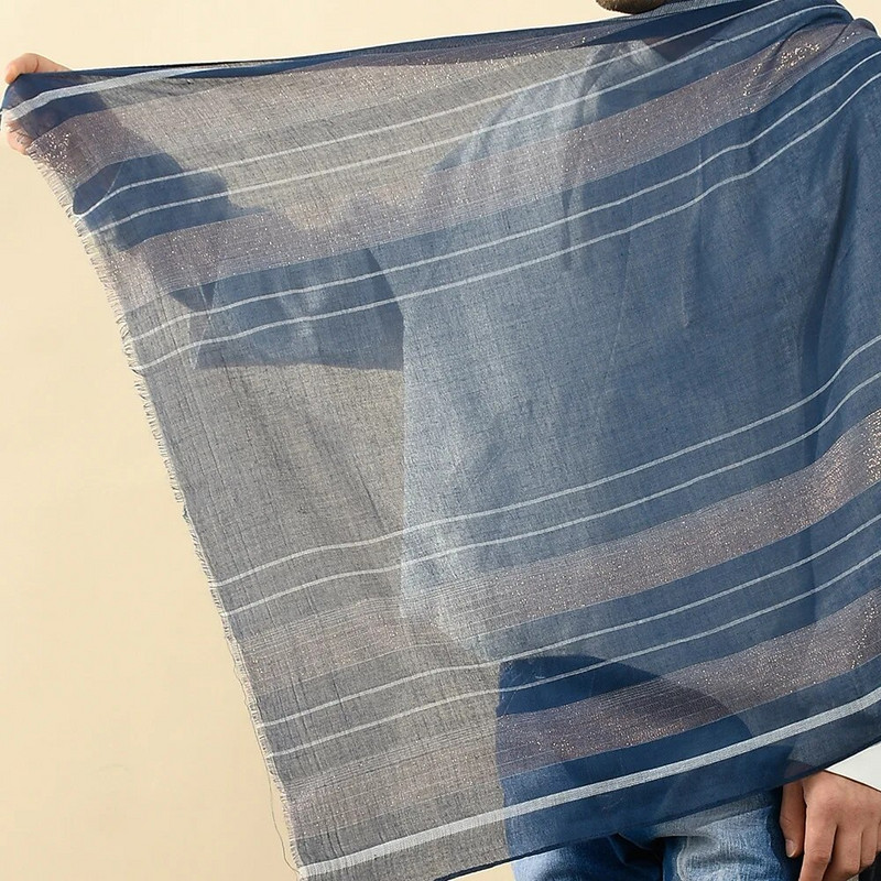 Proljetni i ljetni šalovi sa zlatnim prugama Mornarsko plavi jacquard lurex tanki ležerni muški šal