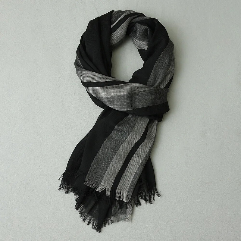 2023 Φθινόπωρο και Χειμώνας Νέα Ανδρικά κασκόλ βαμμένα με νήματα Leisure Stripe Ανδρικά κασκόλ με φούντα Χονδρική και λιανική