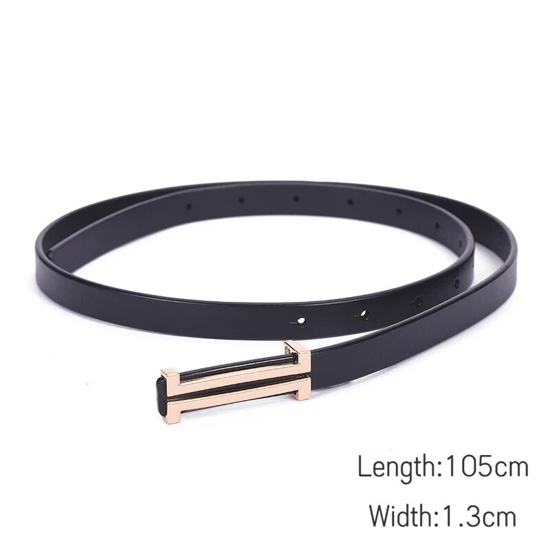 Novi ženski tanki remen  Modni dizajner Jednobojni remen Remen s metalnom kopčom Ženski ukras sa suknjom Hlače Traperice