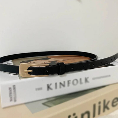 Νέα μόδα δερμάτινη λεπτή ζώνη για γυναίκες Προσωπικότητα μεταλλική πόρπη λουράκι μέσης σχεδιαστής γυναικείο φόρεμα παντελονιού Διακόσμηση ζώνη μέσης