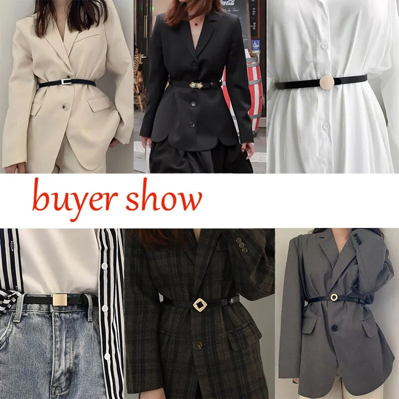 Νέα μόδα δερμάτινη λεπτή ζώνη για γυναίκες Προσωπικότητα μεταλλική πόρπη λουράκι μέσης σχεδιαστής γυναικείο φόρεμα παντελονιού Διακόσμηση ζώνη μέσης