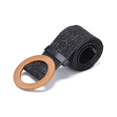 Ženska ležerna široka okrugla drvena kopča Slamnati remen PP slamnati modni elastični lanac u struku Haljina Remen Košulja Nakit za tijelo Ogrlica