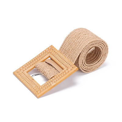 Ženska ležerna široka okrugla drvena kopča Slamnati remen PP slamnati modni elastični lanac u struku Haljina Remen Košulja Nakit za tijelo Ogrlica