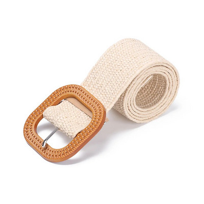 Ženska ležerna široka okrugla drvena kopča Slamnati remen PP slamnati modni elastični lanac u struku Haljina Remen Košulja Nakit za tijelo Ogrlica