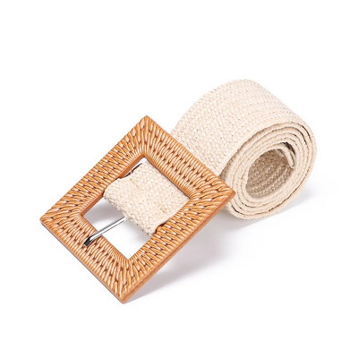 Ženska ležerna široka okrugla drvena kopča Slamnati remen PP slamnati modni elastični lanac u struku Haljina Remen Košulja Nakit za tijelo Ogrlica