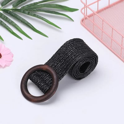 Ženska ležerna široka okrugla drvena kopča Slamnati remen PP slamnati modni elastični lanac u struku Haljina Remen Košulja Nakit za tijelo Ogrlica