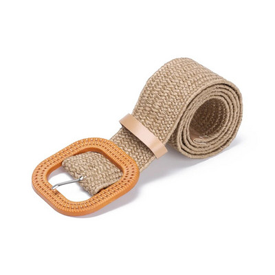 Ženska ležerna široka okrugla drvena kopča Slamnati remen PP slamnati modni elastični lanac u struku Haljina Remen Košulja Nakit za tijelo Ogrlica