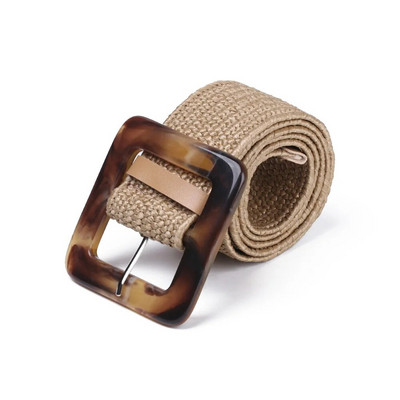 Ženska ležerna široka okrugla drvena kopča Slamnati remen PP slamnati modni elastični lanac u struku Haljina Remen Košulja Nakit za tijelo Ogrlica