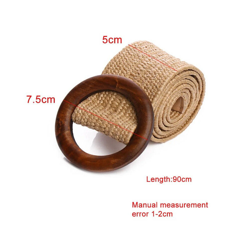 Ženska ležerna široka okrugla drvena kopča Slamnati remen PP slamnati modni elastični lanac u struku Haljina Remen Košulja Nakit za tijelo Ogrlica