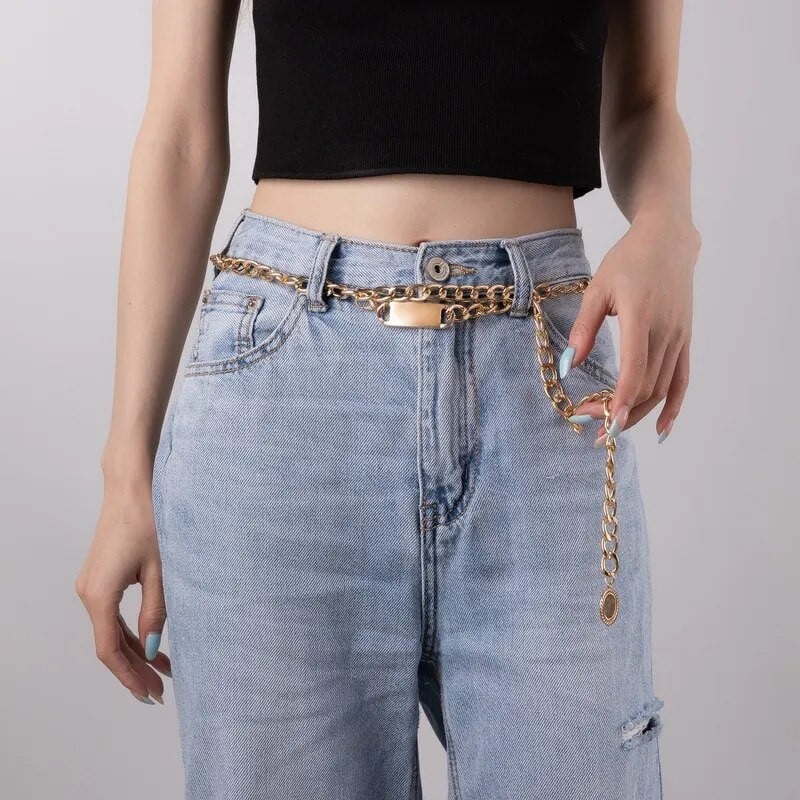 Modni ženski mentalni remen Pojasevi Zlatni Srebrni Klasični lančići oko struka Pojasevi za hlače Kaputi Punk Y2K stil Luksuzni brend Pojas