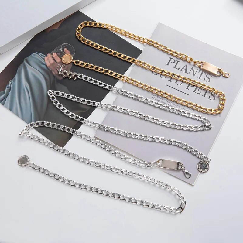 Modni ženski mentalni remen Pojasevi Zlatni Srebrni Klasični lančići oko struka Pojasevi za hlače Kaputi Punk Y2K stil Luksuzni brend Pojas