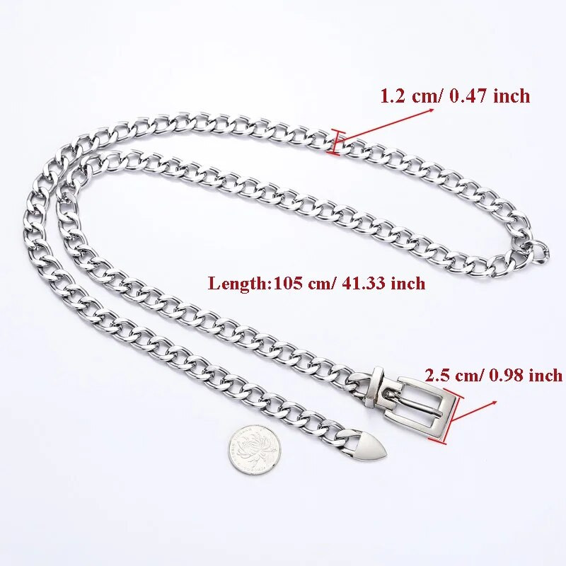 Modni ženski mentalni remen Pojasevi Zlatni Srebrni Klasični lančići oko struka Pojasevi za hlače Kaputi Punk Y2K stil Luksuzni brend Pojas