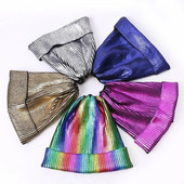 Μόδα Φθινοπωρινά Καπέλα χειμωνιάτικων φασολιών για γυναίκες Ανδρικά Μόδα λάμψη Πλεκτό καπέλο μπρονζέ Skullies Cap Vintage σχέδιο Γυναικείο απαλό δώρο