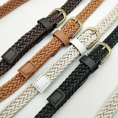 Vintage tkani pleteni remeni za žene Boho stil za plažu Ručno tkani modni remen Bijeli crni remen od umjetne kože