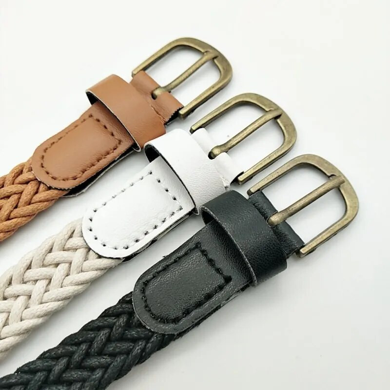 Vintažiniai austi megzti diržai moterims Boho Beach stiliaus rankomis austi madingi diržai balti juodi dirbtinės odos diržai