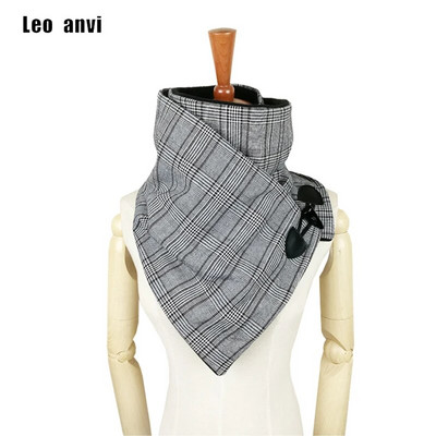 Leo anvi pledas Houndstooth vilnos žiemos moterų skara madinga skara kaklo apvyniojimas šalikai apvyniojimas Unisex šalikas Horn Toggle Closure