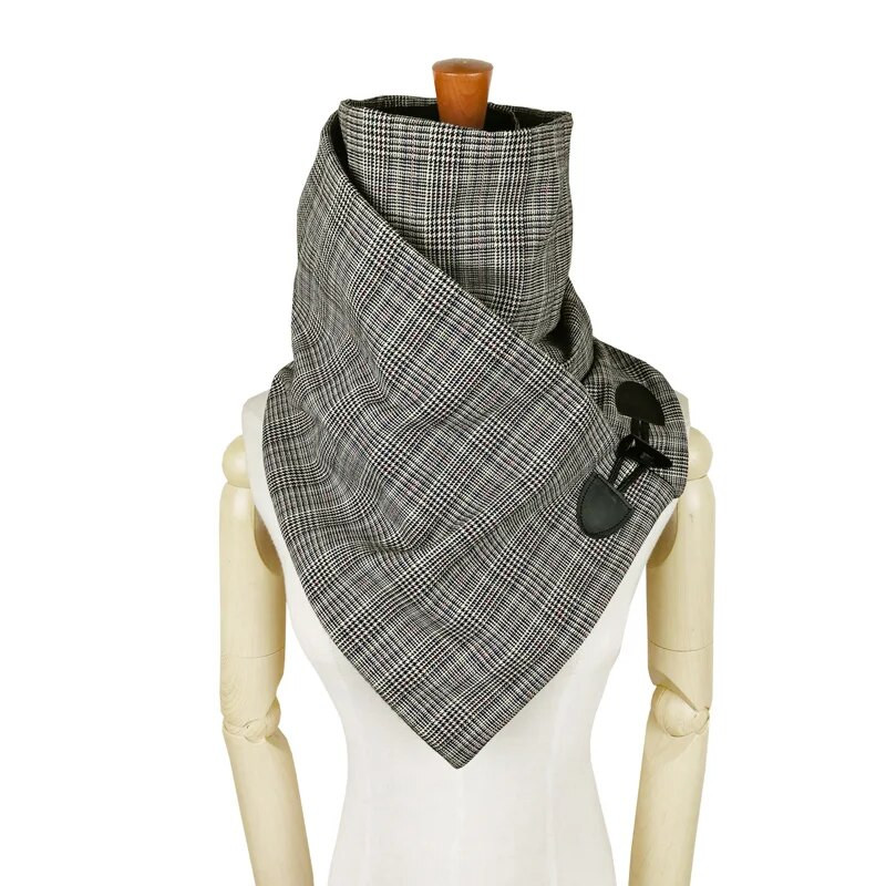 Leo anvi karirano Houndstooth vuneni zimski ženski muški šal modni šal ovratnik omot šalovi omotač Unisex šal Rog Preklopni zatvaranje