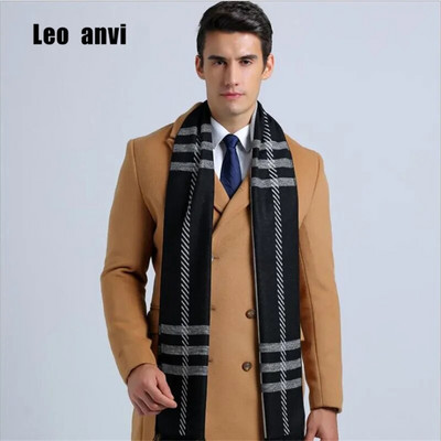 Leo anvi Modes dizains Plaid šalle Vīriešu kokvilnas kašmira šalle Ziemas silti Šalles Luxury Wrap Echarpe Mans biznesa šalle