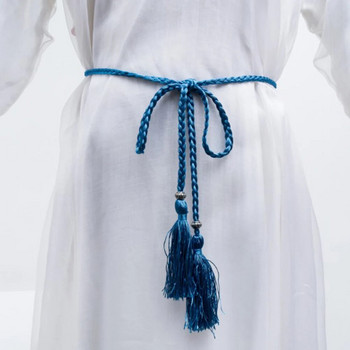 2022 Китайски плетен стил Тъкан колан с пискюл Възел Декорирана верига на талията Бохо момичета Талия Тънко въже колани Аксесоари за рокля