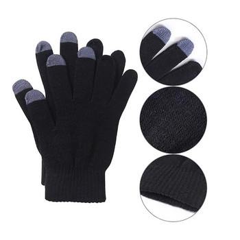 Νέα χειμωνιάτικα γάντια με οθόνη αφής Γυναικεία Ανδρικά Γάντια Πλεκτά Ζεστά Stretch Απομίμηση μαλλί Full Finger Guantes Γυναικείο κροσέ Παχύ