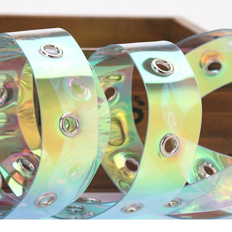 Női műanyag öv divatos átlátszó ruha öv átvezető öv szívcsatos derékövvel nőknek