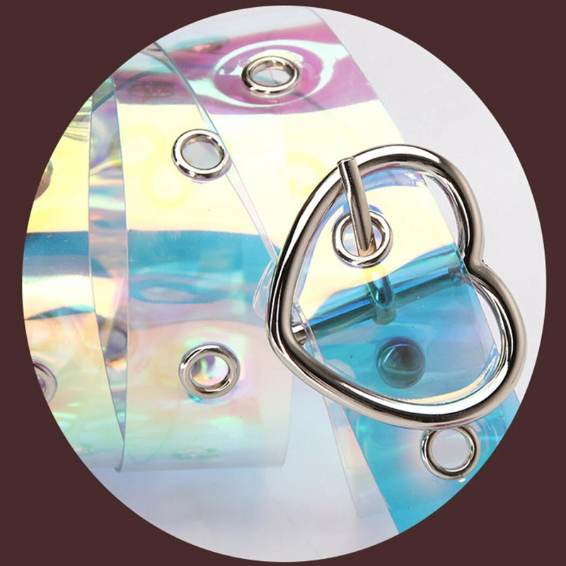 Női műanyag öv divatos átlátszó ruha öv átvezető öv szívcsatos derékövvel nőknek