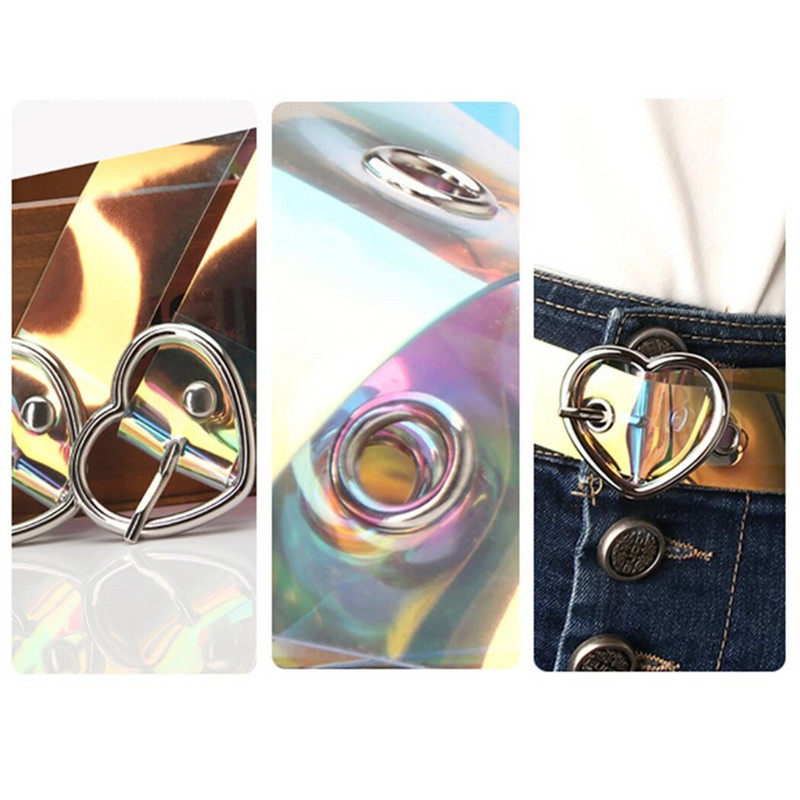 Női műanyag öv divatos átlátszó ruha öv átvezető öv szívcsatos derékövvel nőknek