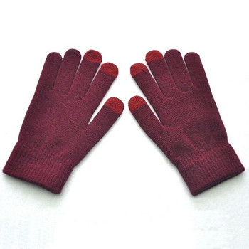 Нови зимни удебелени топли ръкавици за мъже, жени, студенти, плетени ръкавици с три пръста със сензорен екран, ръкавици за колоездене на открито, каране на ски