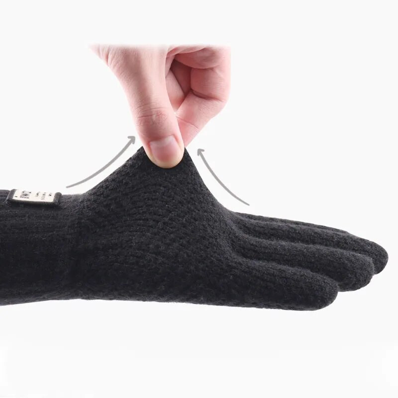 Zimske muške pletene rukavice Screen visokokvalitetne muške rukavice od deblje tople vune od kašmira Jednobojne muške poslovne rukavice Jesen