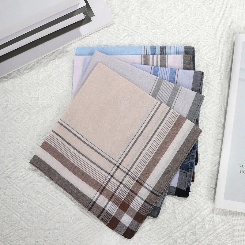 5kom/lot kvadratni karirani prugasti rupčići za muškarce, klasični vintage džepni pamučni ručnik za svatove 38*38 cm, nasumično