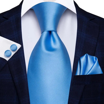 Hi-Te Κοραλί χρυσό ανοιχτό μπλε μονόχρωμο σχέδιο μεταξωτό γαμήλιο δέσιμο για άντρες Ποιοτική Hanky ανδρική γραβάτα μόδας μανικετόκουμπα Επαγγελματική Dropshipping