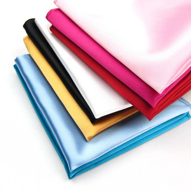 Vīriešu satīna vienkrāsaini vienkrāsaini uzvalki, kabatas kvadrāts, 2019. gada karstā modes zīds, 22*22 cm kāzu ballīšu kabatlakats vīriešiem, melns, sarkans, zils