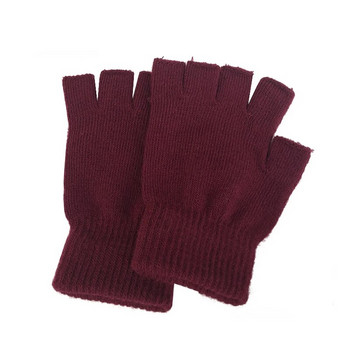 Зимни ръкавици с половин пръст без пръсти Унисекс ръкавици за открито Къси топли ръкавици Дамски мъжки вълнени плетени ръкавици Еластични удобни ръкавици
