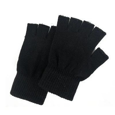 Winter Half Finger Fingerless Gloves Unisex Outdoor Mittens Short Warm Glove Women Men Wool Knit Gloves Elastic Comfort Glove