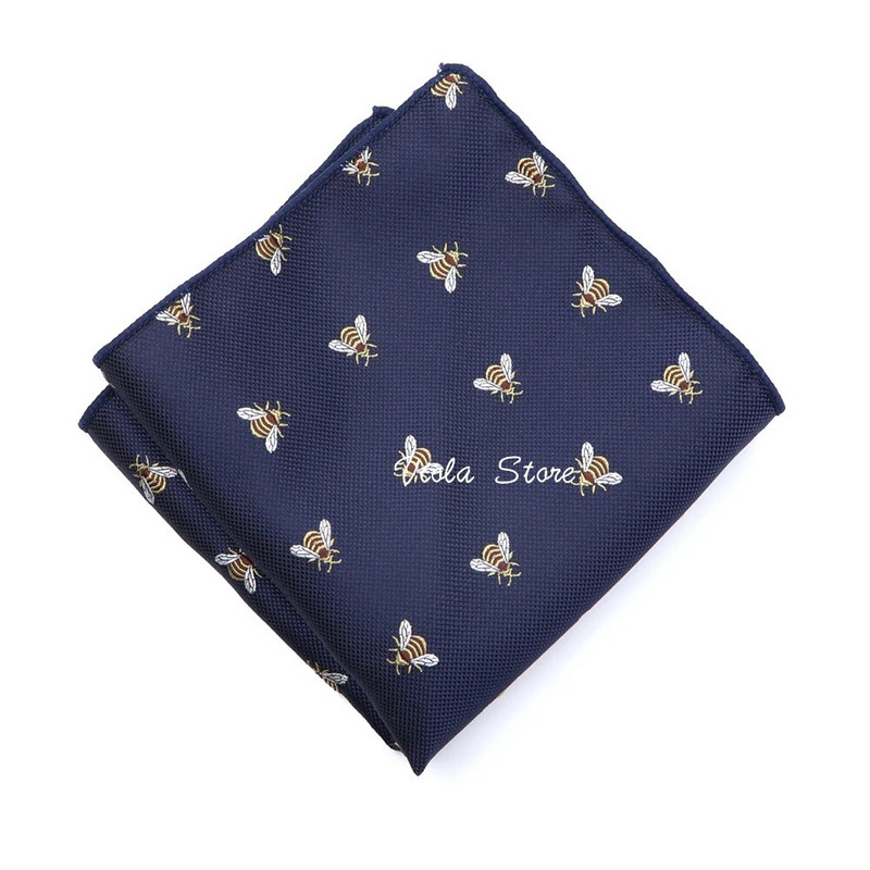 Modes Hot Cute Bee žakarda kabatlakats 22cm poliestera vīriešu kabatas kvadrātveida tumši zaļš smokinga uzvalks kāzu ballītes aksesuāra dāvana