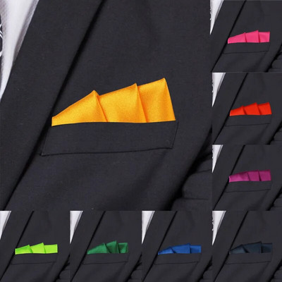 Szatén zsebkendő férfiaknak Candy Color férfi öltönyök zseb négyzetes üzleti mellkasi törölköző Hanky öltöny szalvéta tömör Hankies