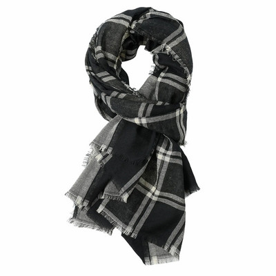 Trendy zimski muški šal pamuk lan karirani muški šalovi dvostrani crni tamnoplavi dugi šal s resicama Bufandas muški dodaci