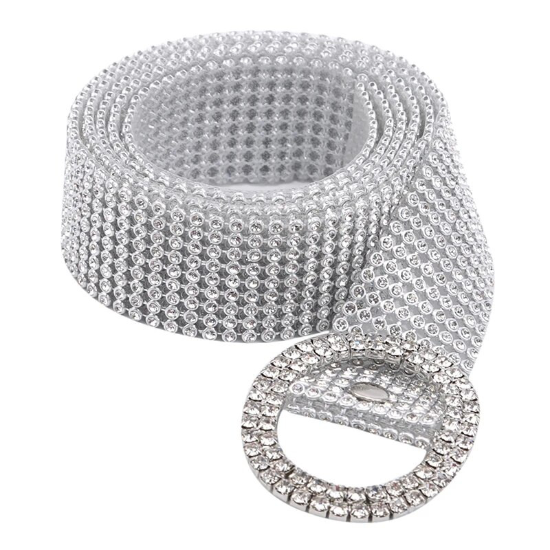 Fényes, fényes női öv lánc luxus édes deréköv 2023 divatos övek teljes gyémánt strassz kristály öv