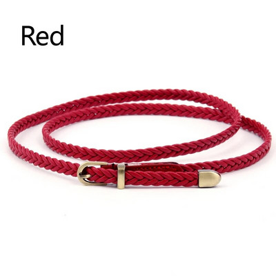 Akciós kiárusítás Kiváló minőségű fonott bőröv, női vékony deréköv, női PU bőr szíj csatcsat Női ruha keskeny övek