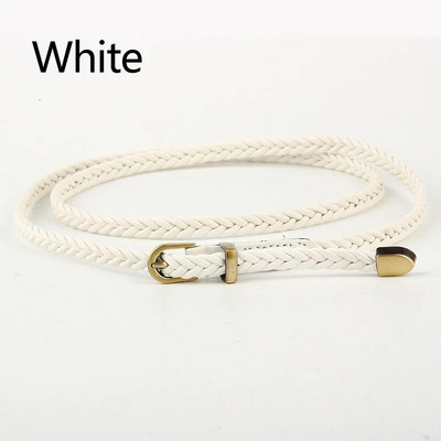 Akciós kiárusítás Kiváló minőségű fonott bőröv, női vékony deréköv, női PU bőr szíj csatcsat Női ruha keskeny övek