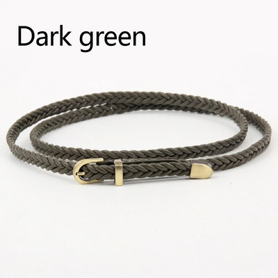 Akciós kiárusítás Kiváló minőségű fonott bőröv, női vékony deréköv, női PU bőr szíj csatcsat Női ruha keskeny övek