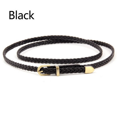 Akciós kiárusítás Kiváló minőségű fonott bőröv, női vékony deréköv, női PU bőr szíj csatcsat Női ruha keskeny övek