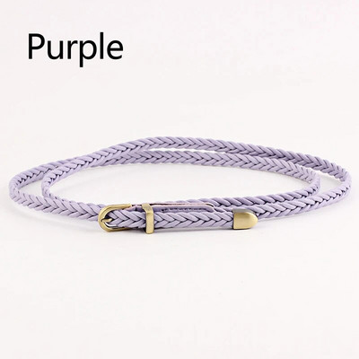 Akciós kiárusítás Kiváló minőségű fonott bőröv, női vékony deréköv, női PU bőr szíj csatcsat Női ruha keskeny övek