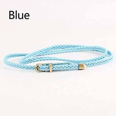 Akciós kiárusítás Kiváló minőségű fonott bőröv, női vékony deréköv, női PU bőr szíj csatcsat Női ruha keskeny övek