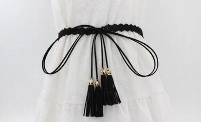 Modni ženski jednobojni pleteni remen s resicama 2020. Nove boho djevojke s tankim strukom, pleteni pojasevi za haljine, pojasevi, dodaci