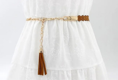 Modni ženski jednobojni pleteni remen s resicama 2020. Nove boho djevojke s tankim strukom, pleteni pojasevi za haljine, pojasevi, dodaci