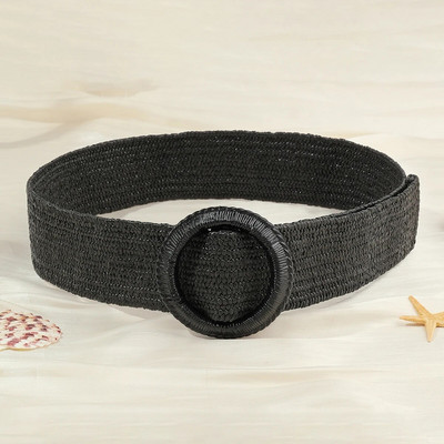 Novi ženski crni elastični pleteni pojasevi u boemskom stilu 2023. PP slamnati remen sa širokim pojasom Ženska dizajnerska ljetna haljina