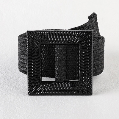 Novi ženski crni elastični pleteni pojasevi u boemskom stilu 2023. PP slamnati remen sa širokim pojasom Ženska dizajnerska ljetna haljina