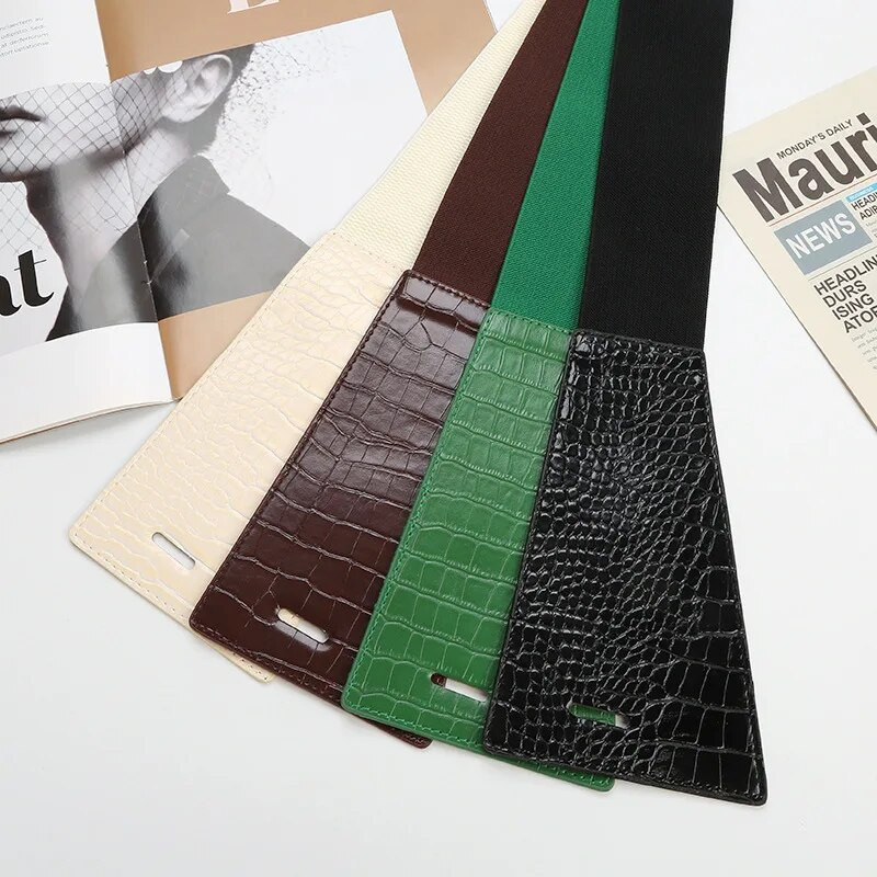 2023 Visokokvalitetni jesen PU kožni ženski modni elastični široki remen Kaput Odijelo Haljina Korzet Remeni za žene Luksuzni dizajnerski korzet